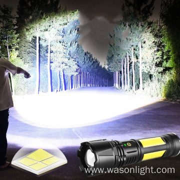 Wason High Power Strong Light 2000 Lumens Outdoor Flashlight Torch XHP90&COB Dual Led Rechargeable Magnetic Torch Flashlight